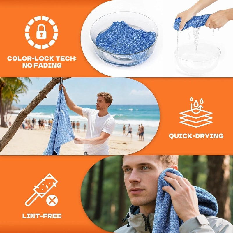 SOOWASH Camping Towels Quick Dry Sweat Towels for Gym, Absorbent Fast Drying Lightweight 27 inch X 55 inch Negative Ions Odorless Gym Towels for Men & Women,Yoga Sports Travel Outdoor (Large Blue) - Image 3